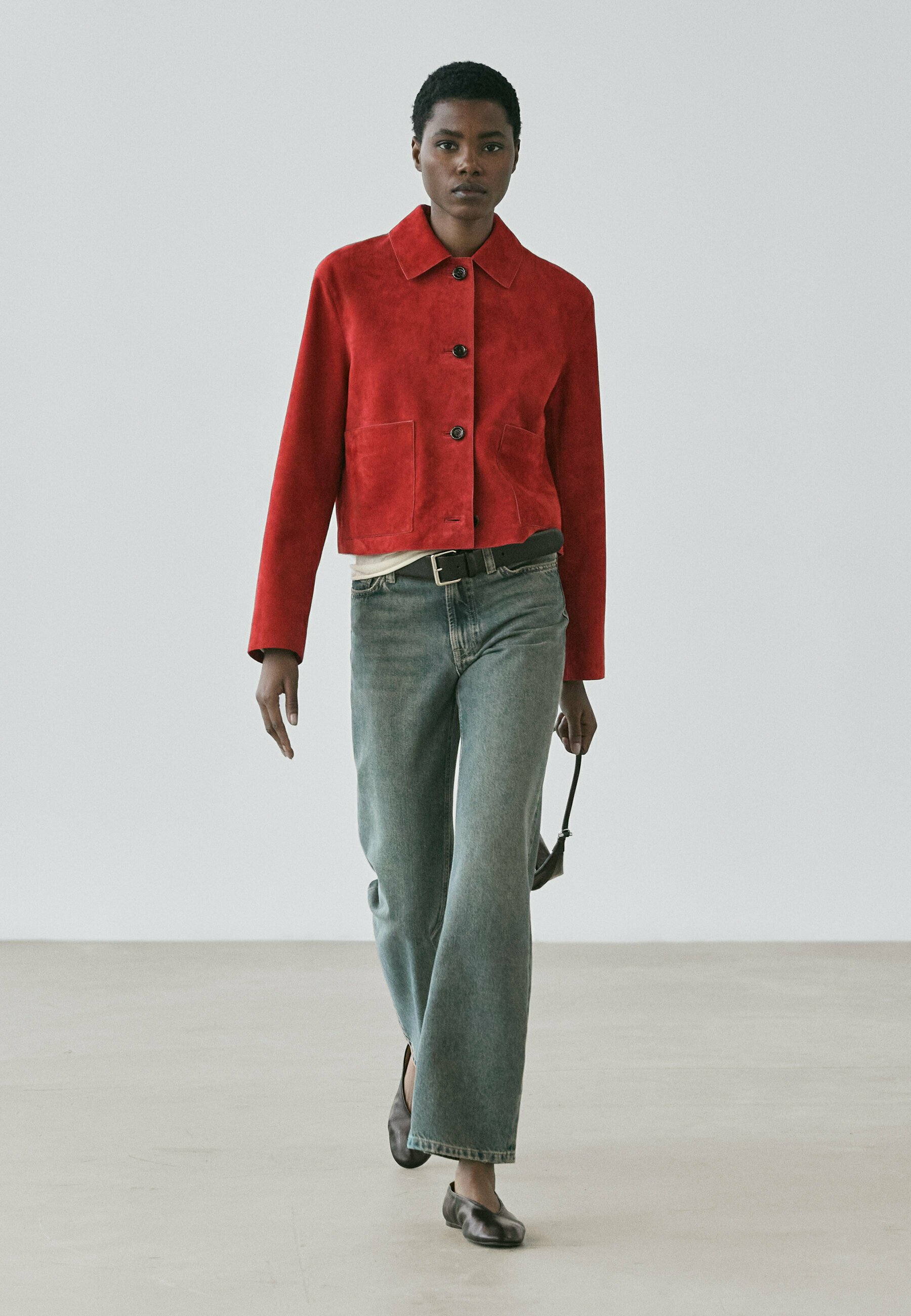 Massimo Dutti Leather jacket - red - Zalando