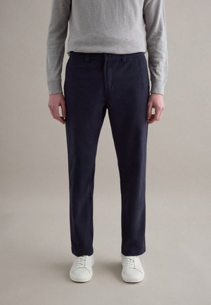 STRAIGHT TWILL REGULAR FIT - Pantalones - navy blue