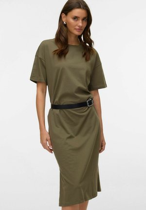 VMMOLLY SS OVERSIZE CALF  NOOS - Robe en jersey - khaki