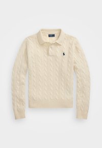 CABLE-KNIT WOOL-CASHMERE POLO SWEATER - Strikkegenser - authentic cream