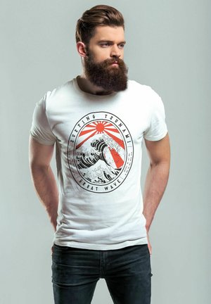 SURFING TSUNAMI GREAT WAVE JAPAN VINTAGE RETRO FA - T-Shirt print - weiß