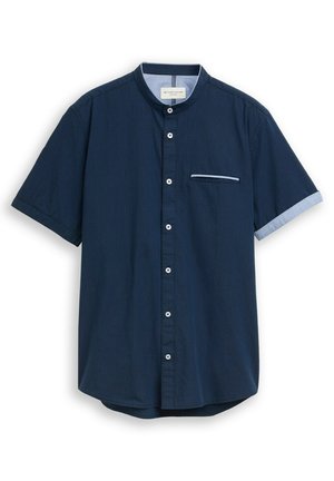 TOM TAILOR, TOM TAILOR BLUSEN & SHIRTS REGULAR FIT KURZARMHEMD MIT STEHKRAGEN - Skjorter - navy small stripe