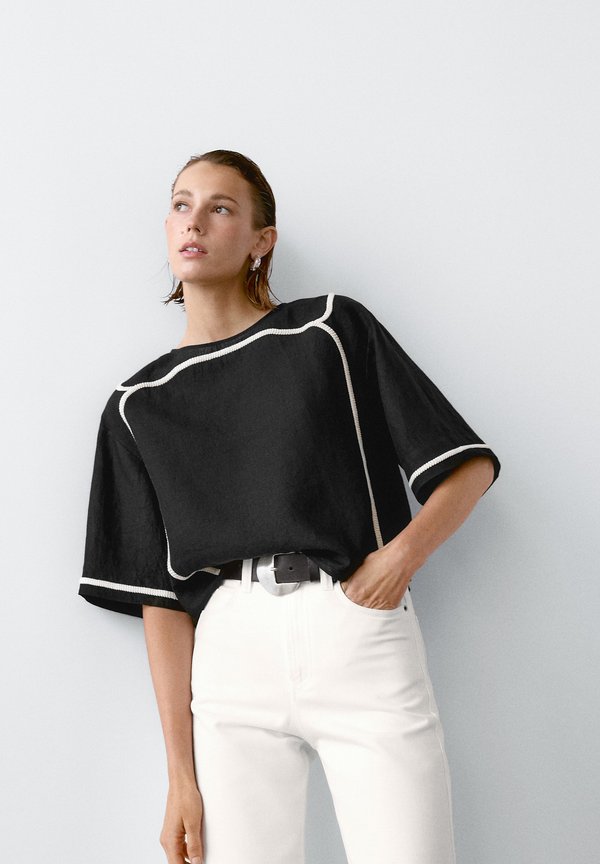 WITH CONTRAST EMBROIDERY  - Blouse