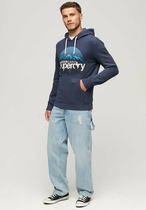 Superdry CORE LOGO GREAT OUTDOORS - Jersey con capucha - vintage navy marl