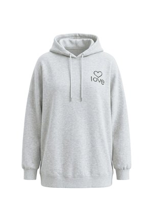Studio Untold, HOODIE, OVERSIZE SHAPE, PERLEN HEART LOVE - Sudadera con capucha - pale mottled grey