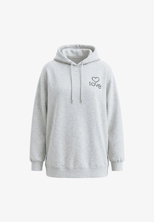 Studio Untold, HOODIE, OVERSIZE SHAPE, PERLEN HEART LOVE - Sudadera con capucha - pale mottled grey