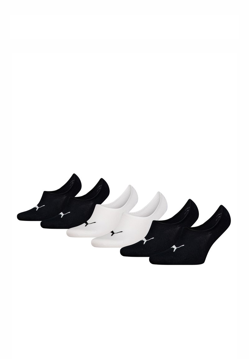 Puma UNISEX 6ER PACK - FOOTIE HIGHCUT ECOM EINFARBIG LOGO - Calcetines tobilleros - schwarz weiß