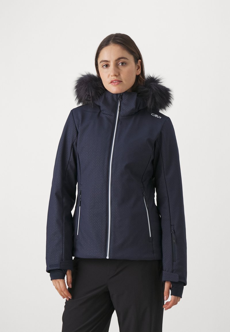 CMP WOMAN JACKET ZIP HOOD Snowboard jacket black blue/dark blue