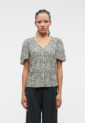 VIGRACE V NECK SHIRT - Blouse - sandshell/black beauty