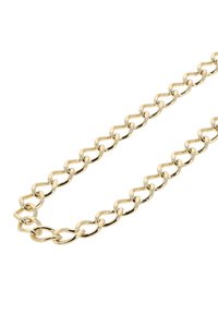 Aranyszínű fém lánc nyaklánc összekapcsolt ovális szemekkel, fényes felület, sima textúra és strapabíró kivitel.