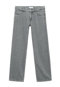 Sivi denim kavbojke s ravno nogo, ki vključujejo subtilne teksturne detajle in klasičen pet-pocket stil. Standardno zapiranje na gumb.