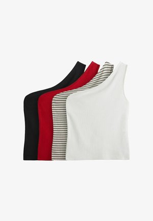 Débardeur - black cream berry red ecru stripe