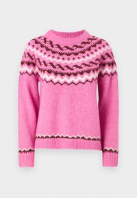 ONLISLE LIFE O NECK - Pullover - super pink/syrah/cloud dancer