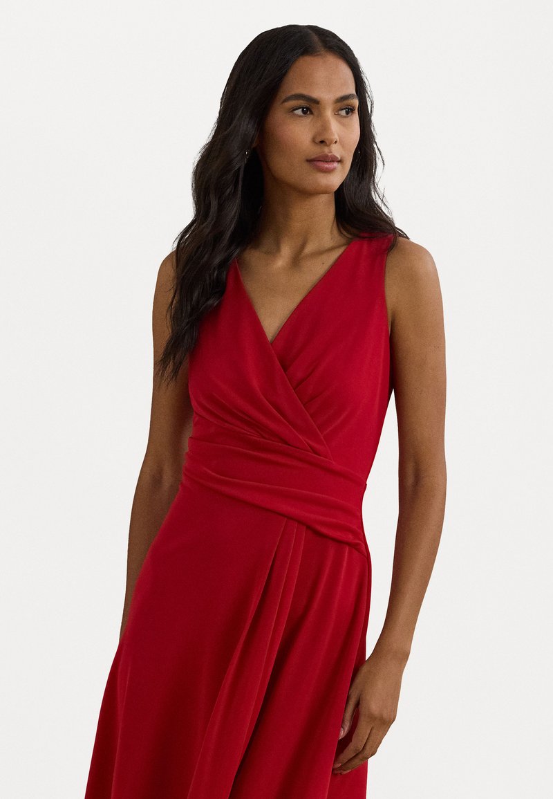 Lauren Ralph Lauren SURPLICE JERSEY SLEEVELESS DRESS - Trikoomekko - festive red