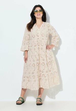 EMBROIDERY FLOUNCES - Shirt dress - soft granite