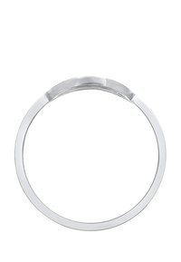 Sølv metal armbånd med en glat, poleret overflade og en let krumning på toppen. Rund, elegant design uden udsmykninger.