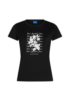 Karl Lagerfeld Jeans, SLIM FIT FLOCKED FLORAL - Trükipildiga T-särk - black