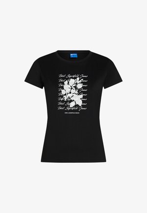 Karl Lagerfeld Jeans, SLIM FIT FLOCKED FLORAL - Trükipildiga T-särk - black