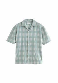 Next TEXTURED CHECK SHORT SLEEVE  WITH CUBAN COLLAR  - REGULAR FIT - Ing - green