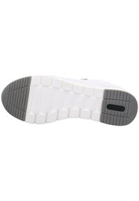 Sole di sneaker sintetica bianca con grip testurizzato. Presenta un design segmentato e un tallone in gomma grigia con il marchio "remonte".