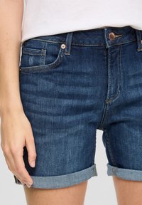 QS Denim shorts - dark-blue denim