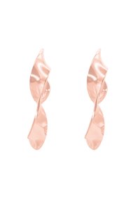 Ohrringe aus Roségold mit einem welligen, skulpturalen Design. Glatte Oberfläche und glänzende Ausführung, mit einem Schmetterlingsverschluss für sicheren Halt.