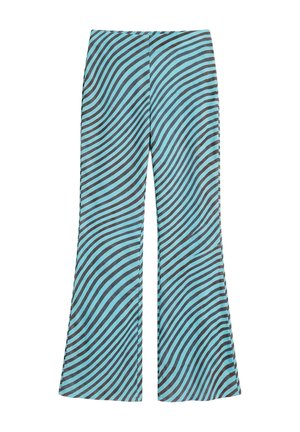 PULL&BEAR, HIGH-WAISTED WAVE-PRINT STRAIGHT-LEG - TROUSERS - Pantalon classique - light blue