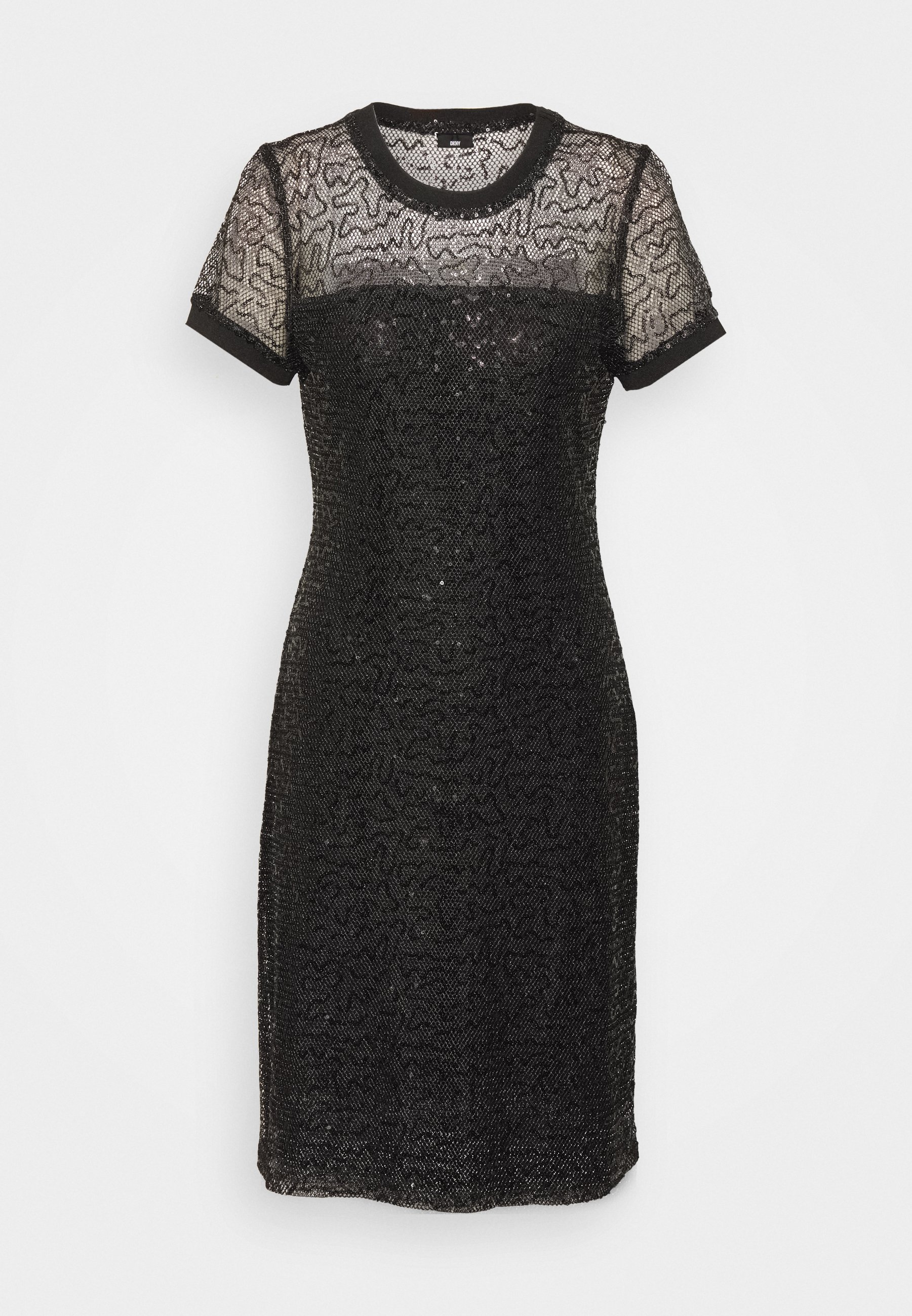 black sequin knee length dress