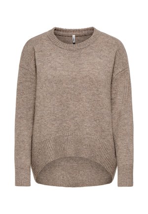 ONLY, ONLALIVIA LS HIGH-LOW O-NECK NOOS KNT - Džemper - taupe gray detail melange