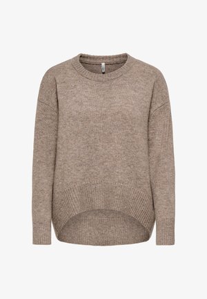 ONLY, ONLALIVIA LS HIGH-LOW O-NECK NOOS KNT - Džemper - taupe gray detail melange