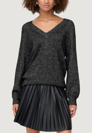 JDY LIFE L/S V-NECK - Trui - black