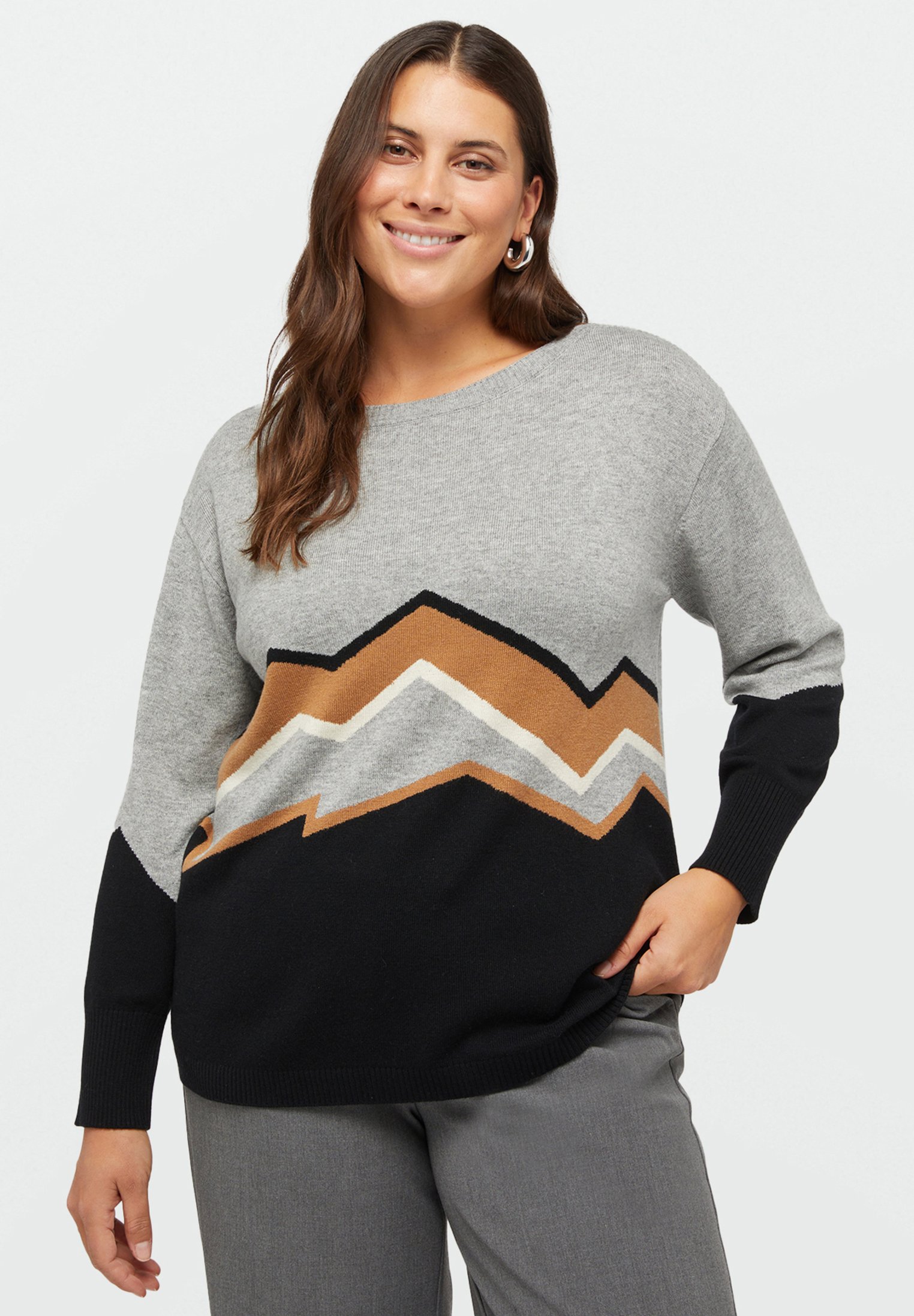 Fiorella Rubino CON DISEGNO MONTAGNE Pullover grigio/gris