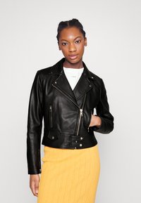 Pinko - SENSIBILE CHIODO - Leather jacket - nero limousine Thumbnail Image 1