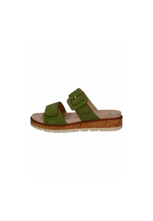 Pantolette flach - green suede