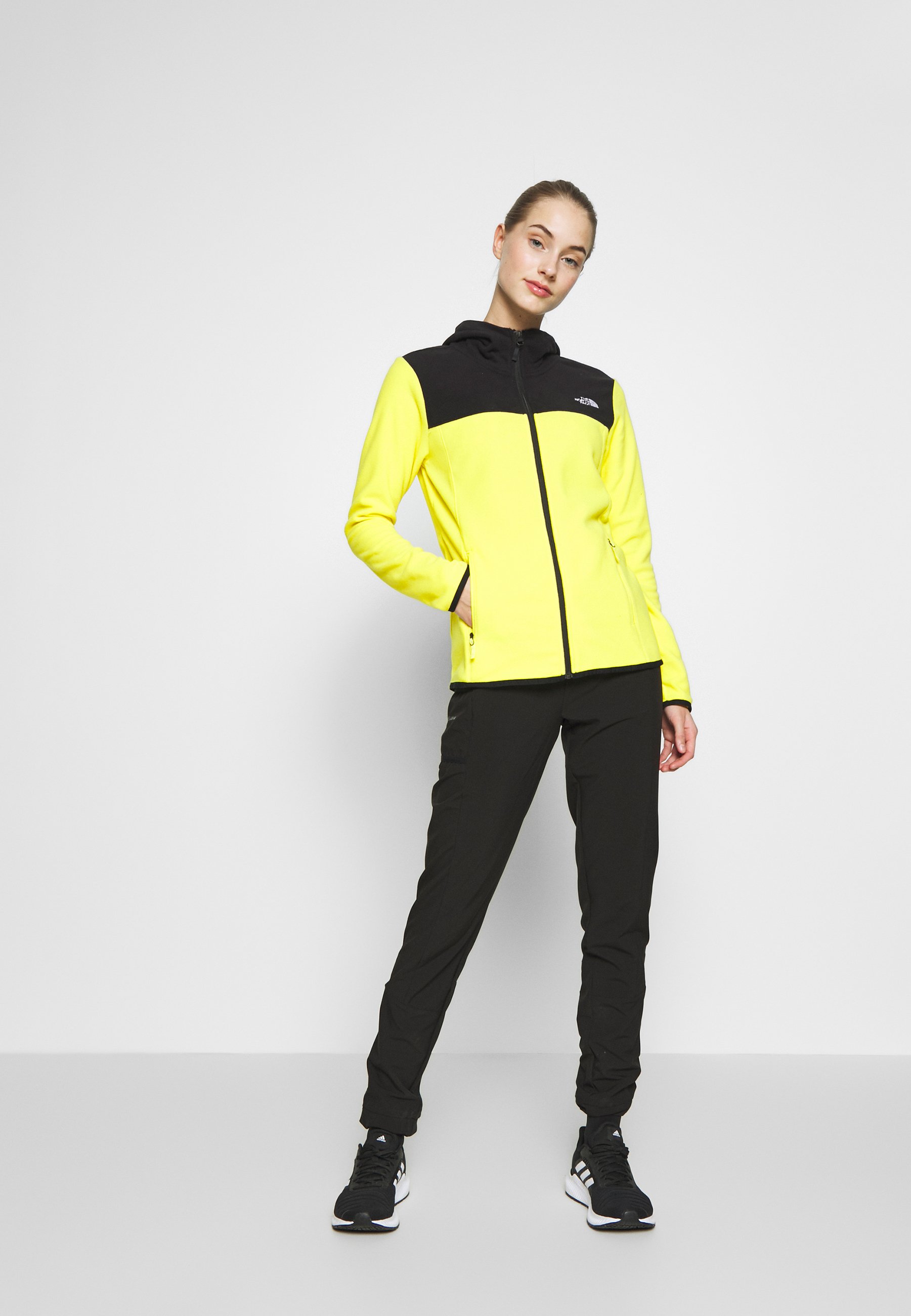 black and yellow north face hoodie