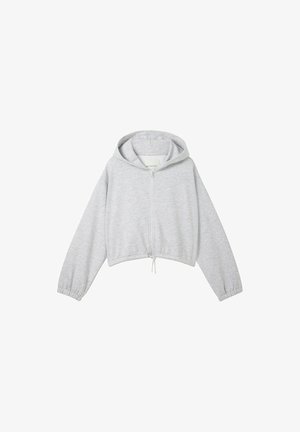 Sweater met rits - light stone grey melange