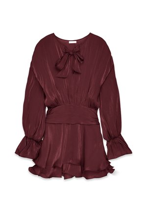 RUCHED WAIST RUFFLE MINI - Denné šaty - burgundy
