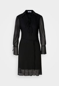 COLLARED TIE NECK TRAPEZE - Vestido de dia - black