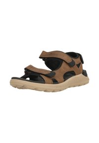 Ruske nahkakandjat, millel on reguleeritavad Velcro rihmad, mustad aktsendid ja helebeez kummitald. Omab ventilatsiooni avasid.