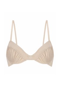 Niewybrane, miękki biustonosz kąpielowy beżowy lurex