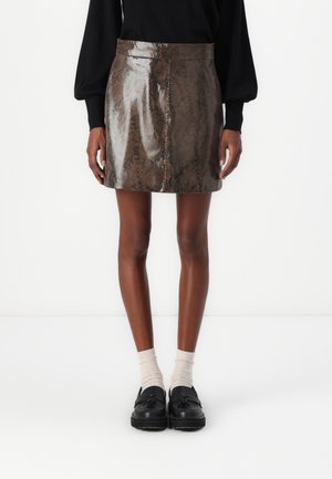 YASRIVO SHORT SKIRT - Bőrszoknya - black