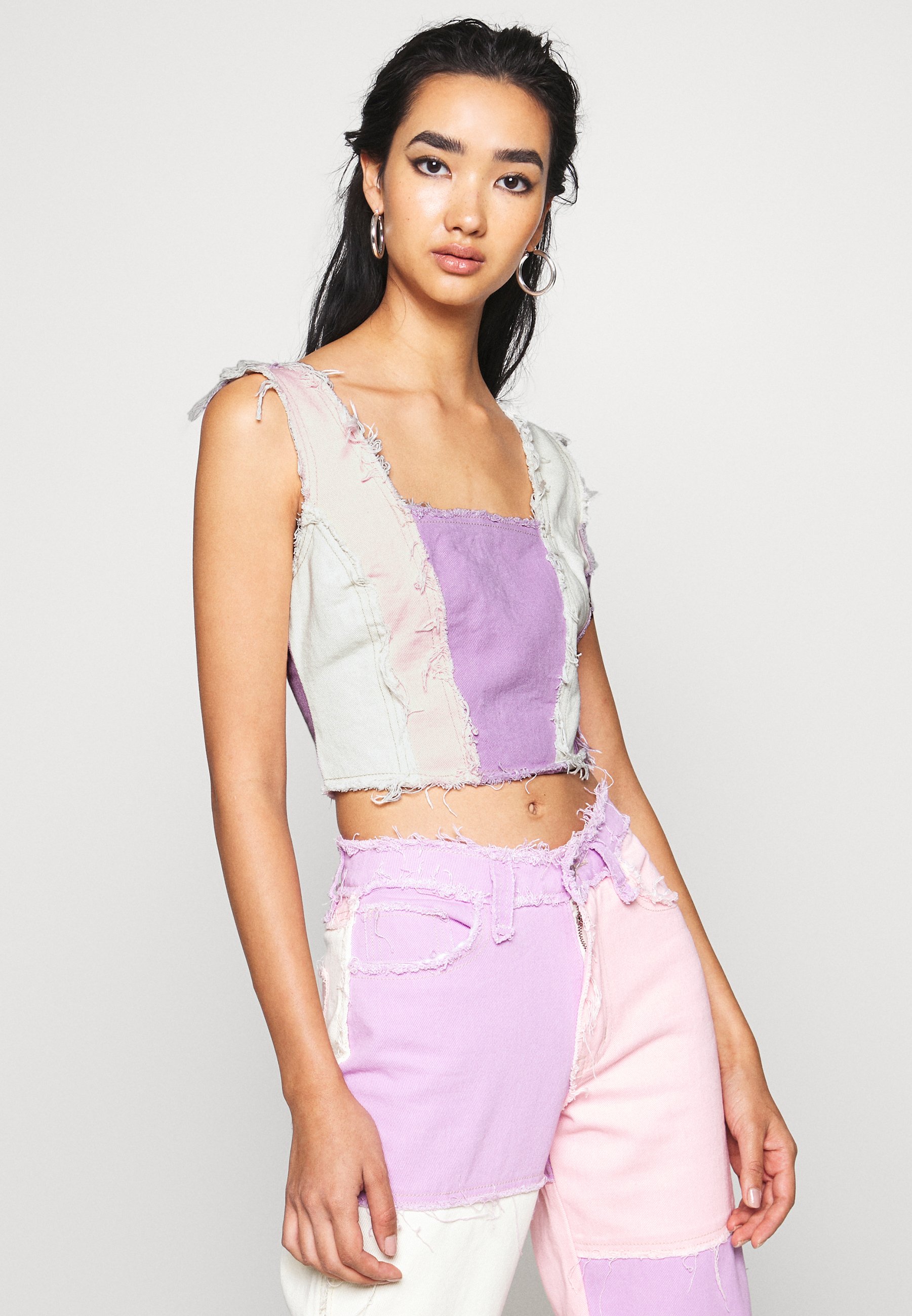 Jaded London PATCHWORK SQUARE NECK 