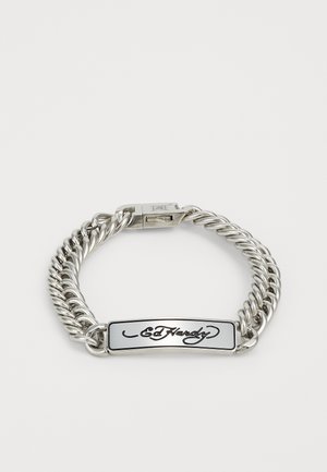 SCROLL LOGO CUBAN CHAIN ID BRACELET UNISEX - Bracelet - silver-coloured