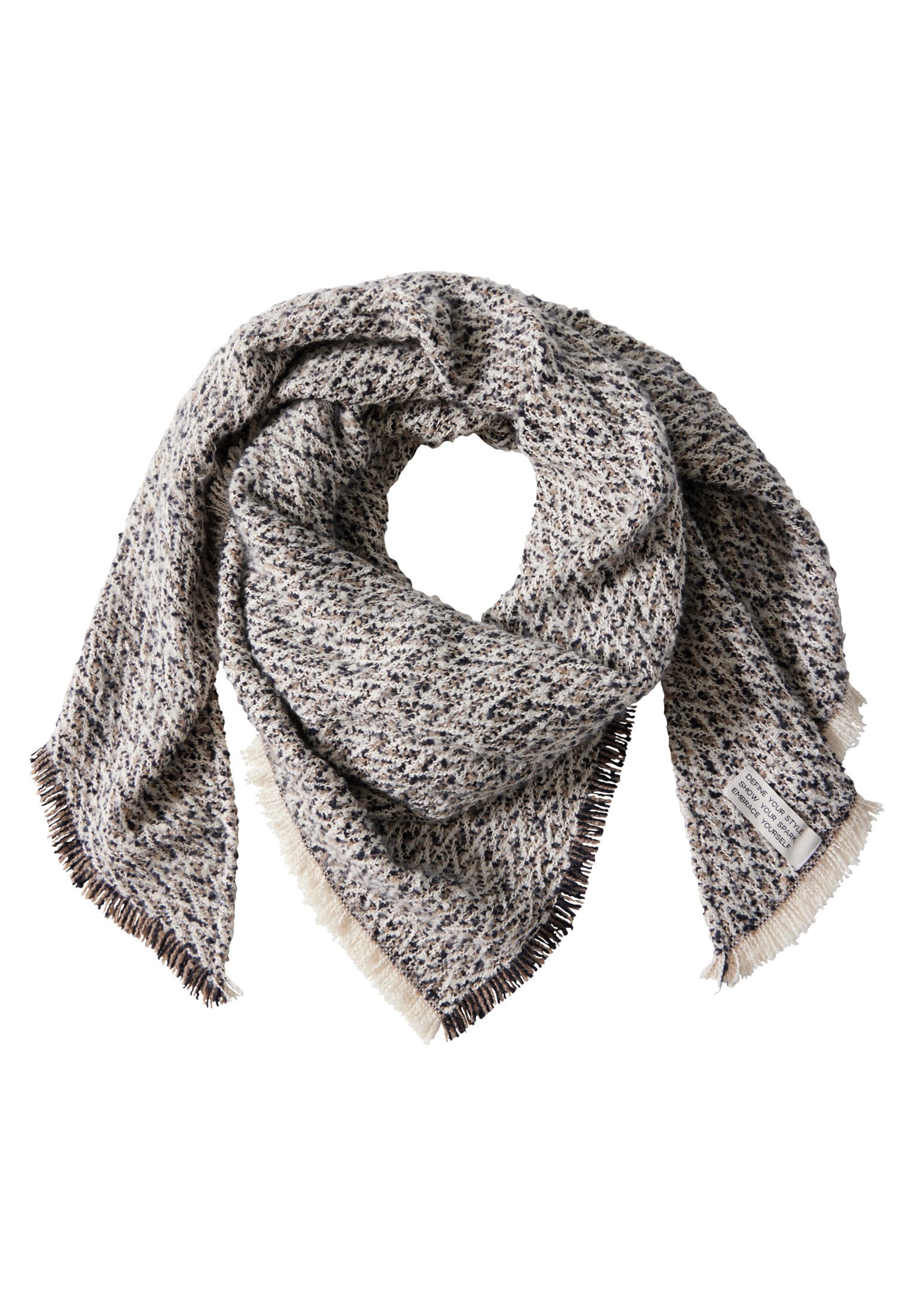 Sciarpa Donna Street One Con Pois E Frange - Sottile Con Striscia Colorata A Contrasto - 3