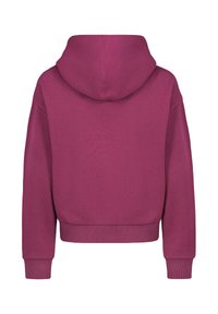 Gekürzter Hoodie in lebendigem Magentarot, mit gefütterter Kapuze, gerippten Bündchen und Saum sowie einer glatten Baumwollmischung.