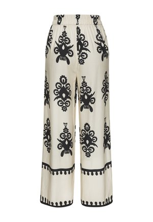 PALAZZO - Stoffhose - sand-schwarz bedruckt