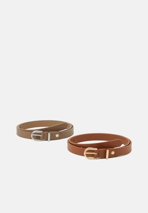 2 PACK - Belt - taupe/cognac
