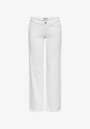 Jeans bianchi a gamba dritta con bottone frontale e tasche, con etichetta del marchio sulla vita con scritto "ONLY".