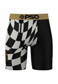 Mustvalge ruuduline meeste boksersärk, millel on kuldne elastne vöökoht, millel on "PSD" logo. Pehme, veniv materjal ja sobiv konstruktsioon.