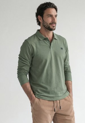 Street One MEN, LONG-SLEEVED POLO SHIRT WITH POCKET DETAIL - Poloshirt - willow green